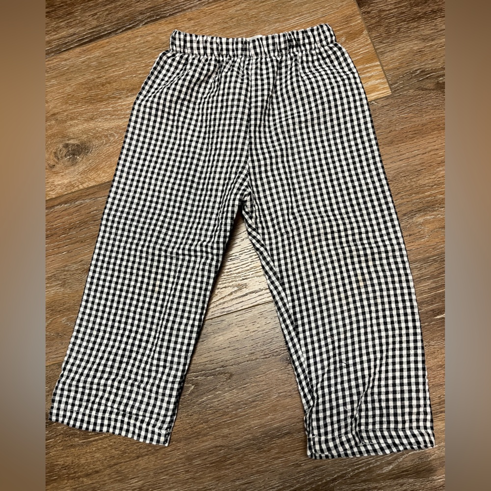 Kids Annie Kate 12M Black and White Checkered Gingham Pants